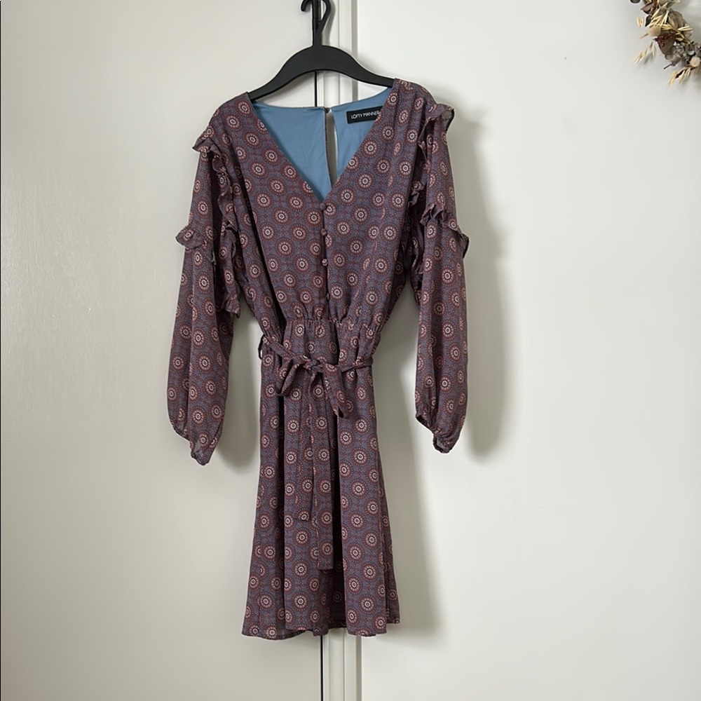 Elegant Purple Patterned Dress